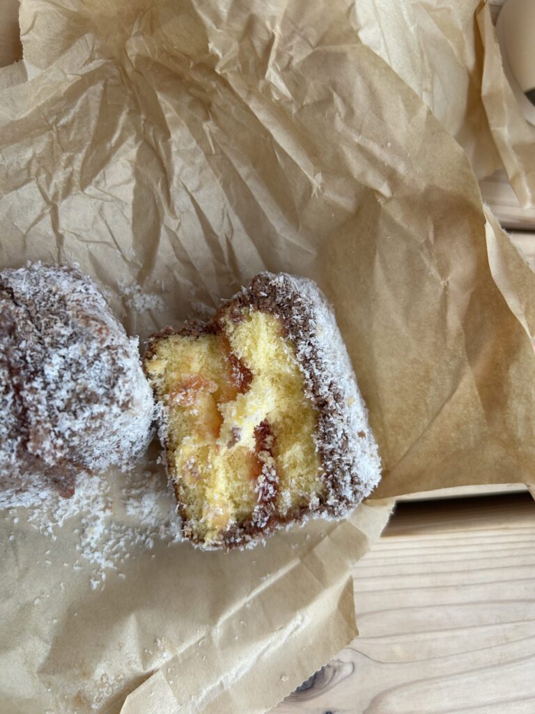 Lamington cake at the Australian Pavilion