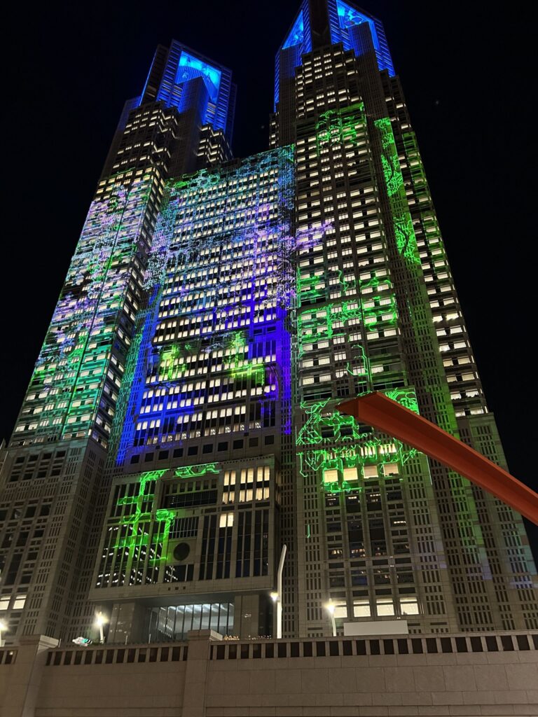 Projection mapping show at the Tokyo Metropolitan Government Building nearby.