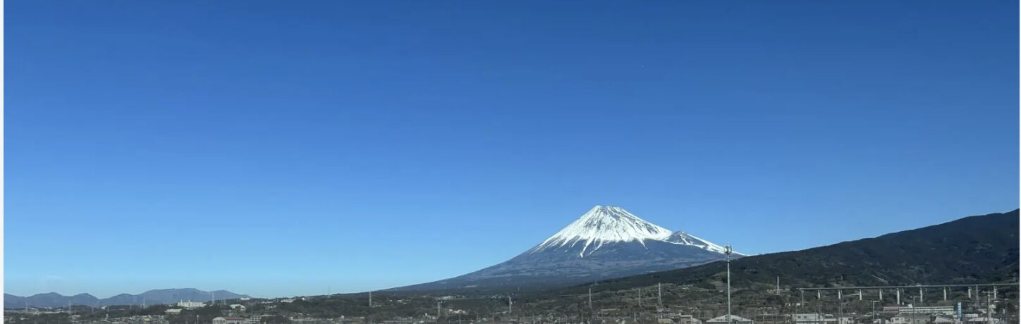 Beautiful view of Mount Fuji seen from the Shinkansen window