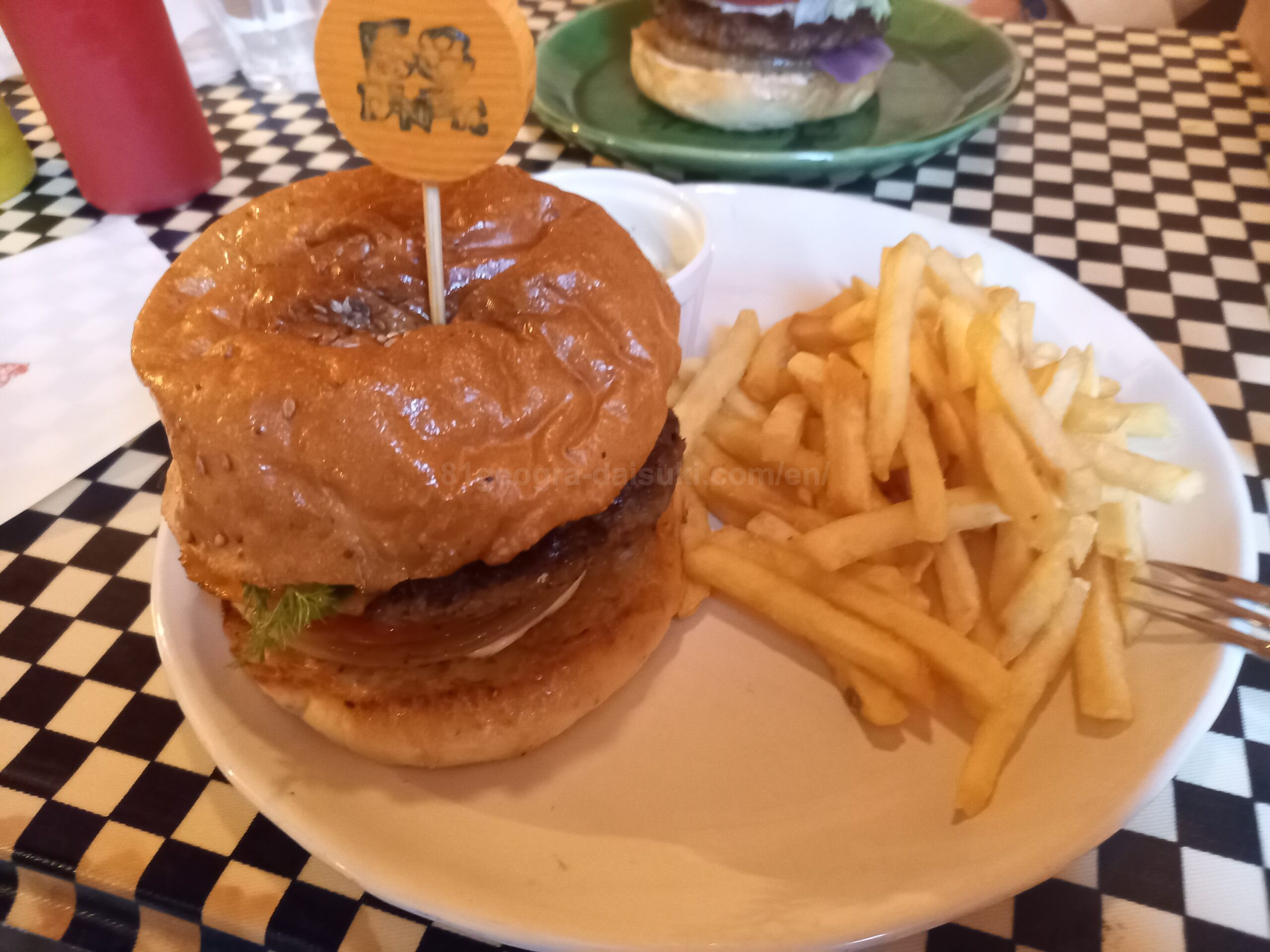 Photo of a hamburger and fries