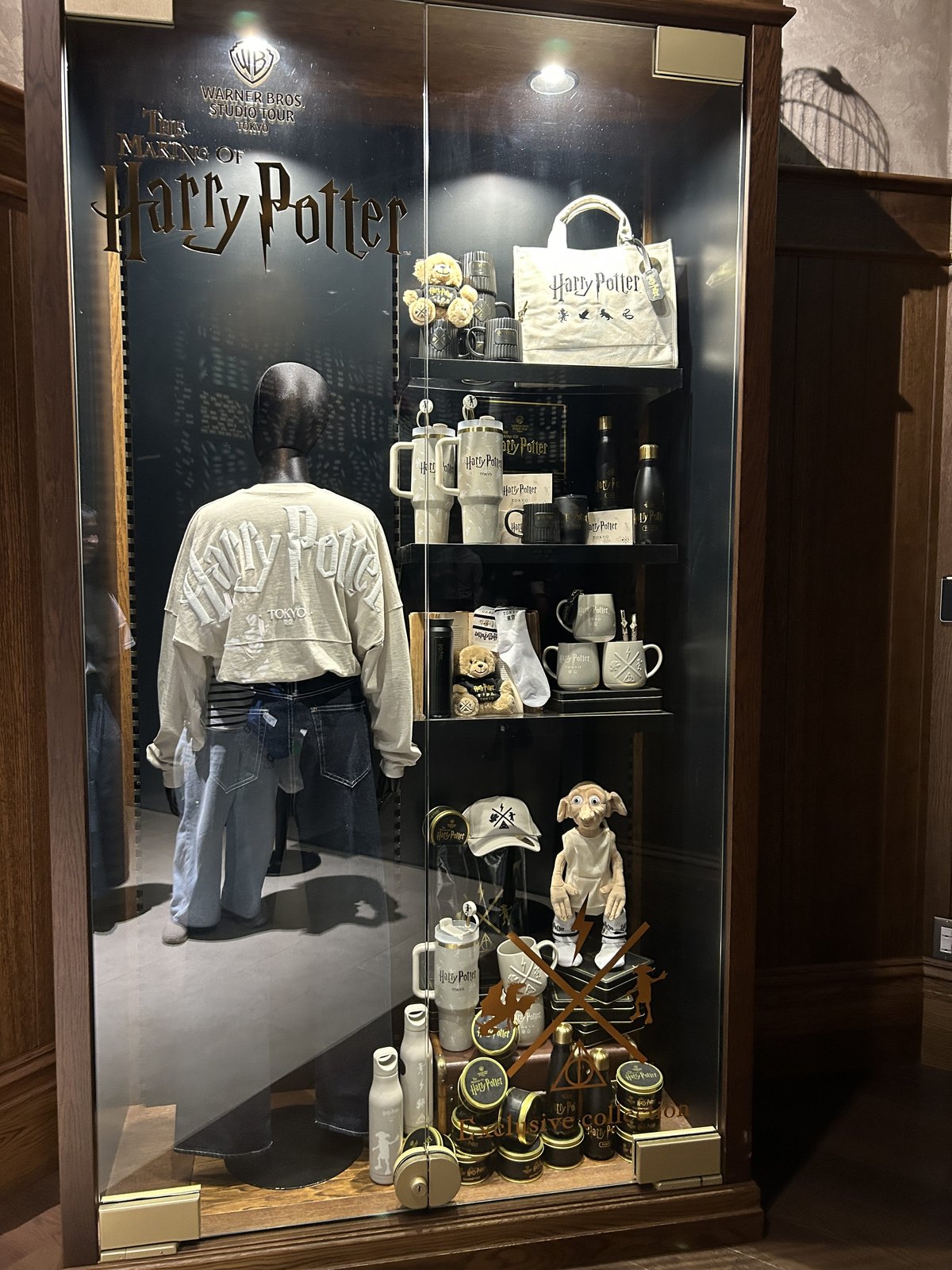 Tokyo-exclusive Harry Potter merchandise displayed at Studio Tour Tokyo