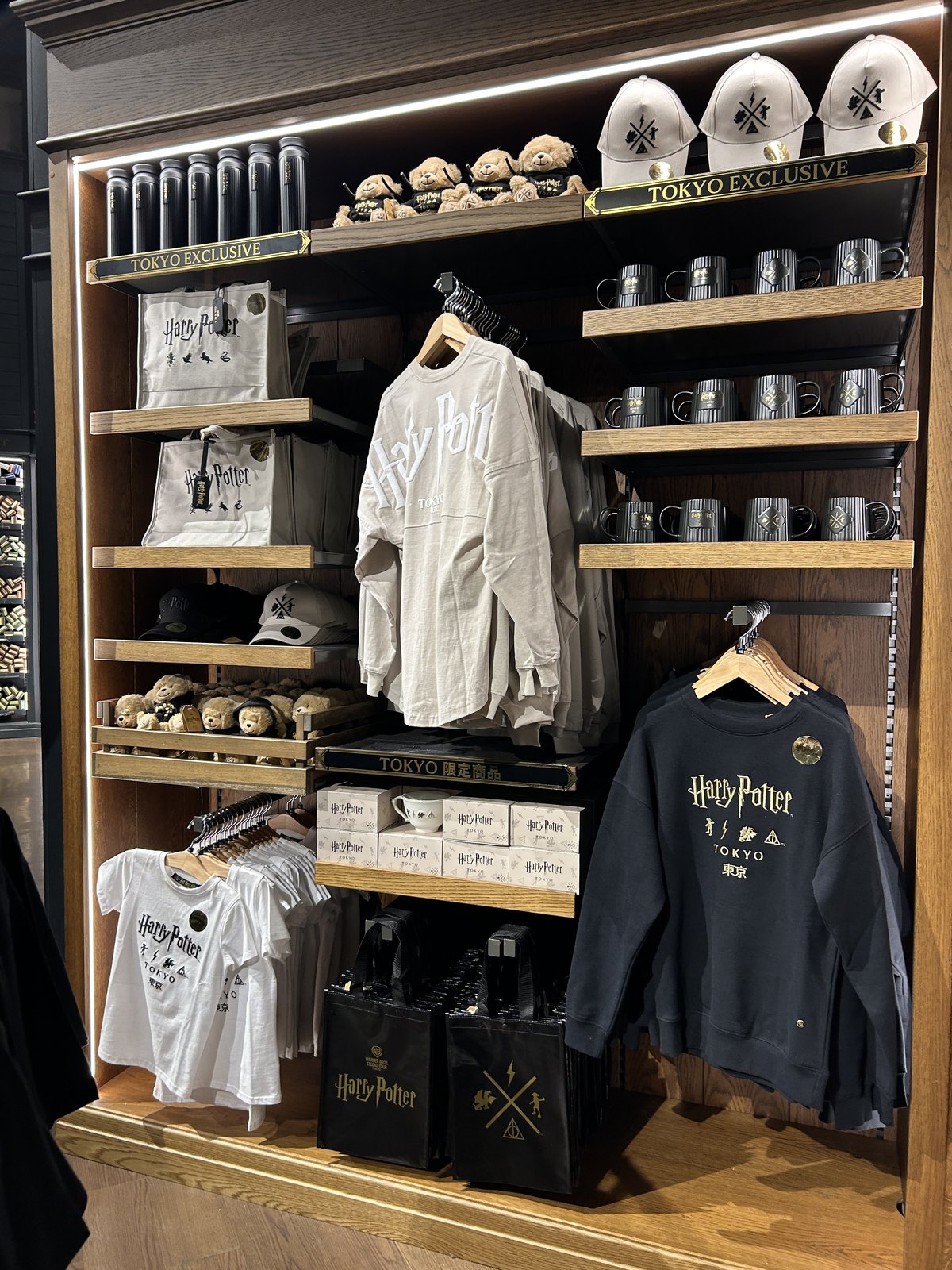 Tokyo-exclusive Harry Potter sweatshirts, caps, mugs and tote bags