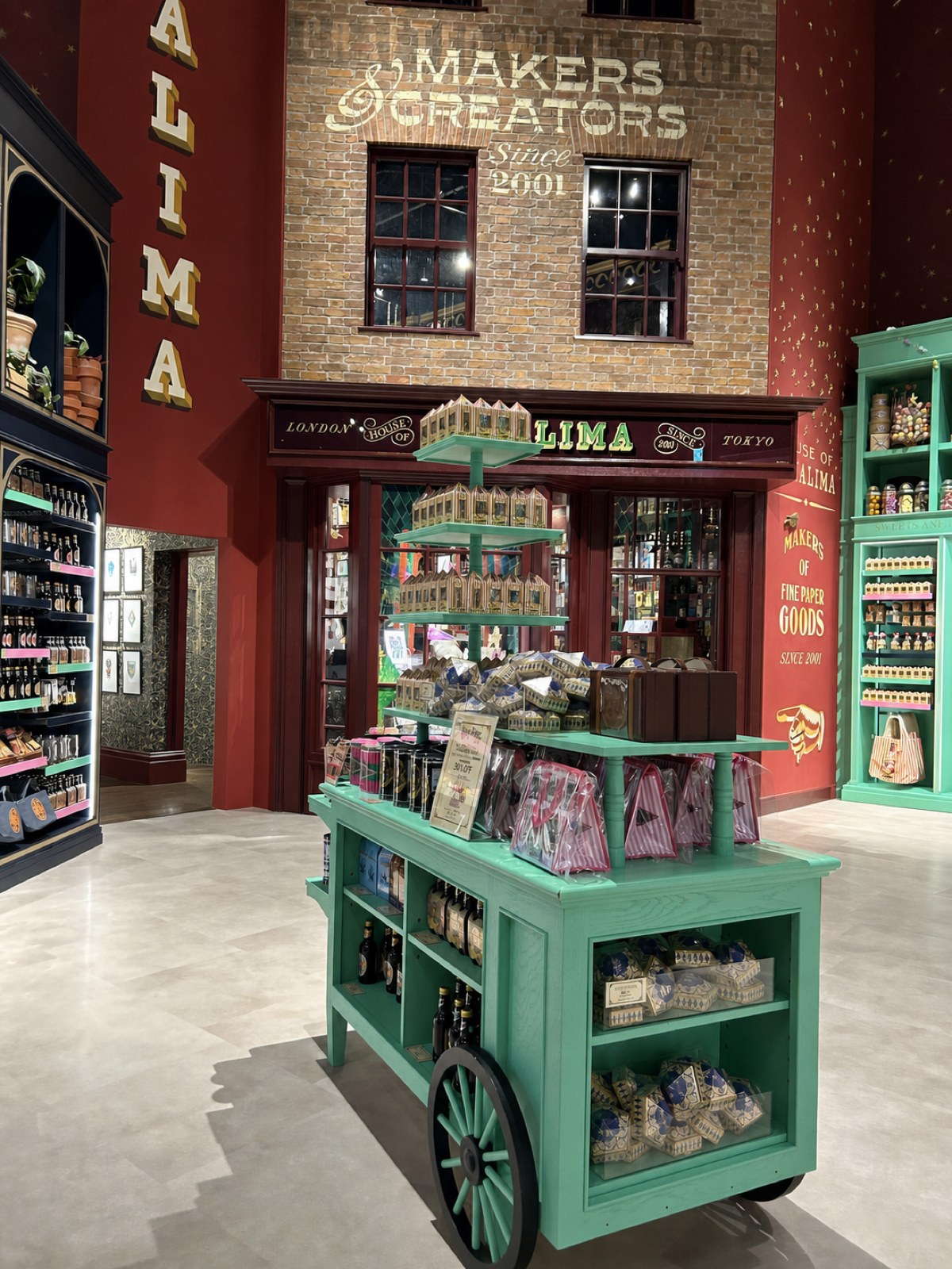 Wizarding sweets and colourful merchandise displayed in the Studio Tour Tokyo shop