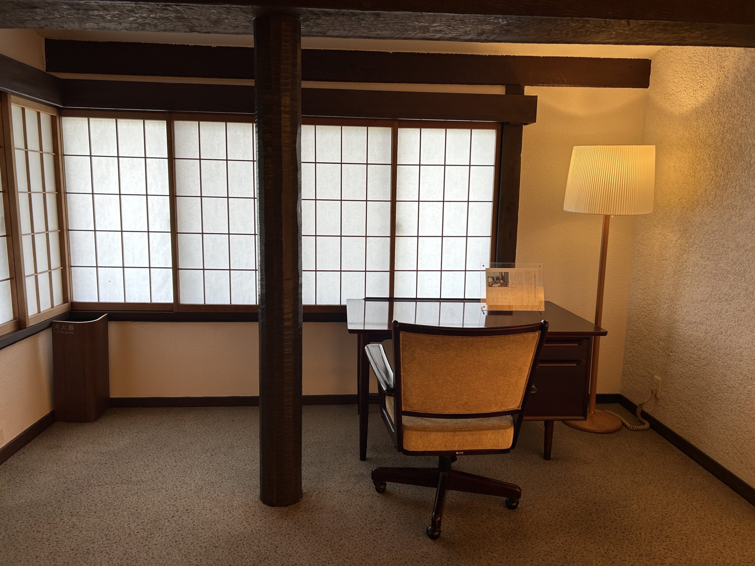 Desk and chair used by novelist Toyoko Yamasaki at Shima Kanko Hotel